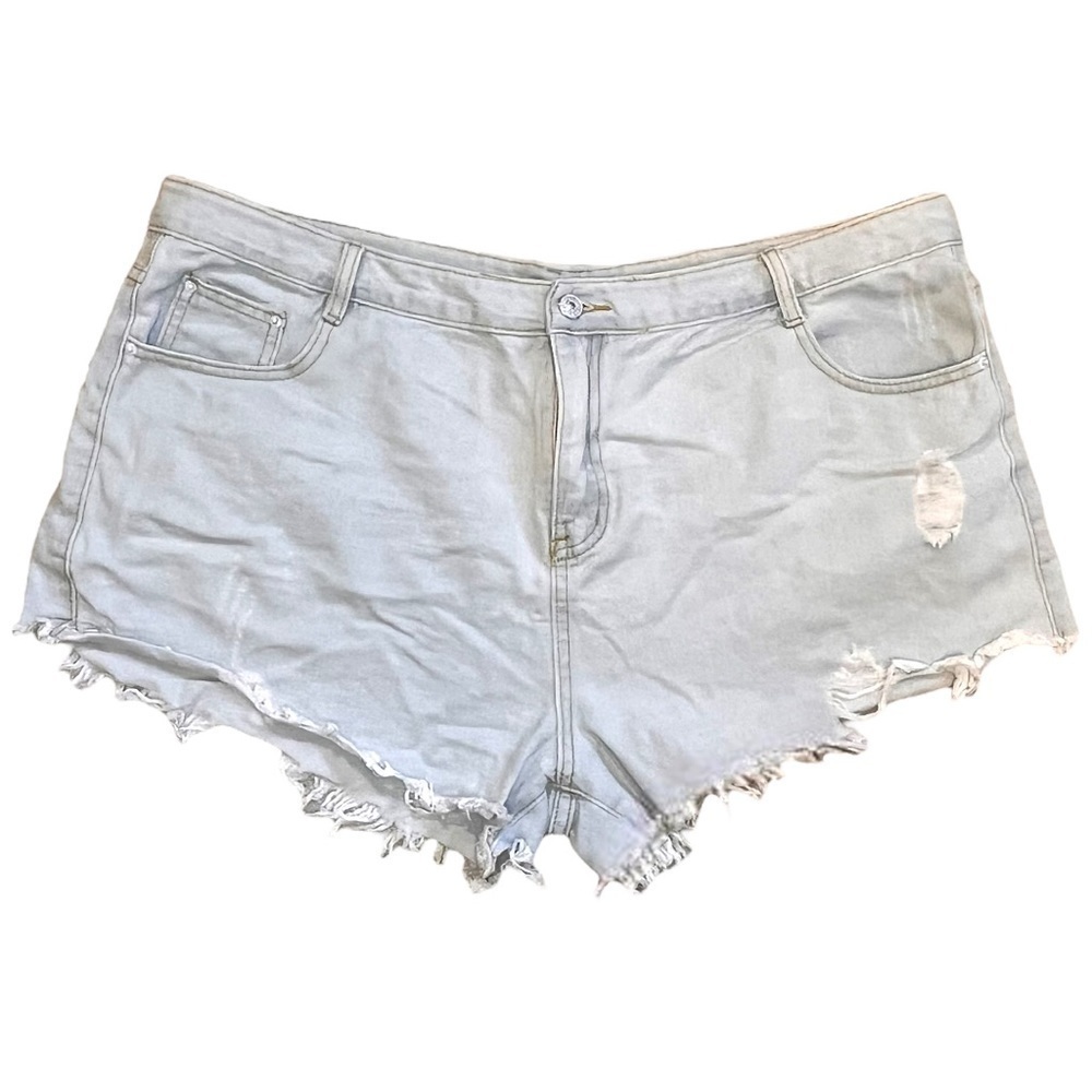 Shein Curve Cut-off Jean Shorts in Light Blue Denim